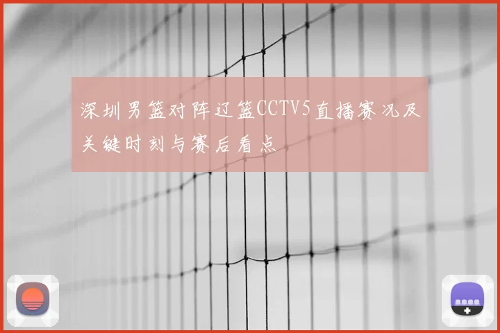 深圳男篮对阵辽篮CCTV5直播赛况及关键时刻与赛后看点